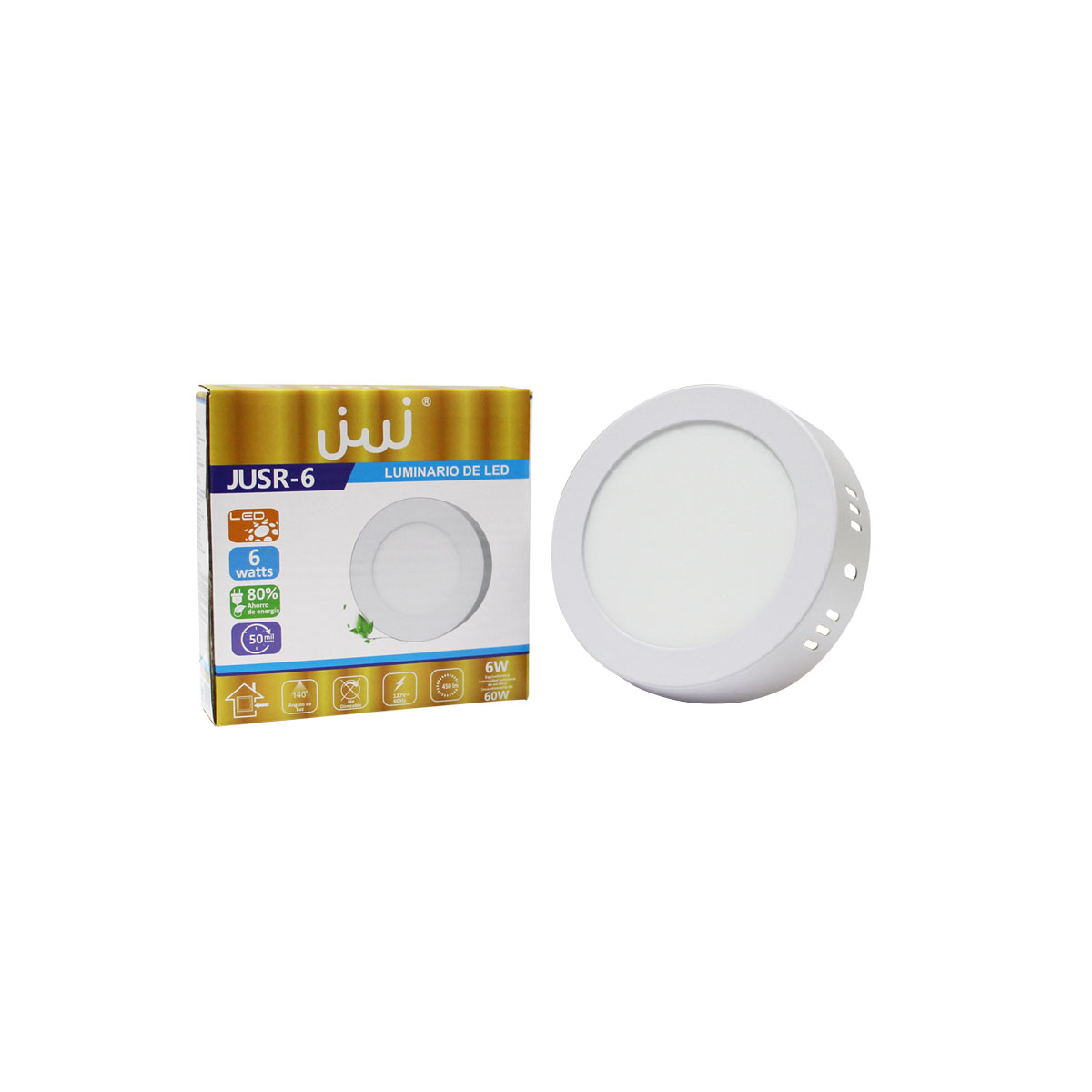 Paquete de 2 Lámparas Led 6w de Sobreponer Redonda Luz Blanca Jwj  Jusr-6