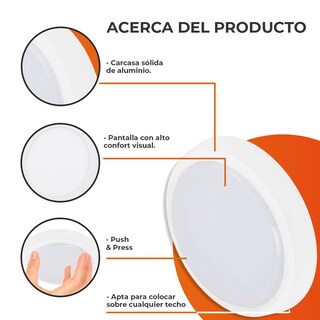 Foto 5 | Lámpara de Interior Led para Sobreponer 10 W Luz Suave Cálida Tecnolite color Blanco
