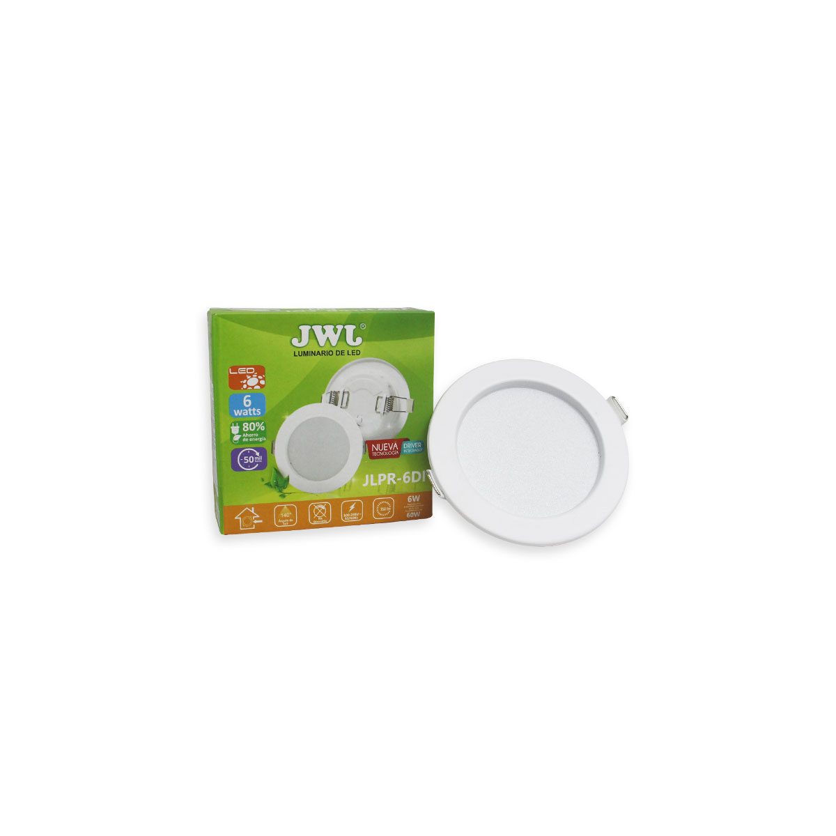 Paquete 10 Lámparas Led Jwj Jlpr-6di Redondas para Empotrar 6w Luz Blanca