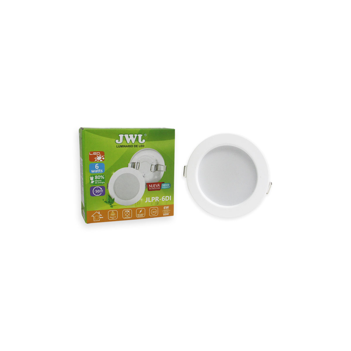 Paquete 10 Lámparas Led Jwj Jlpr-6di Redondas para Empotrar 6w Luz Cálida