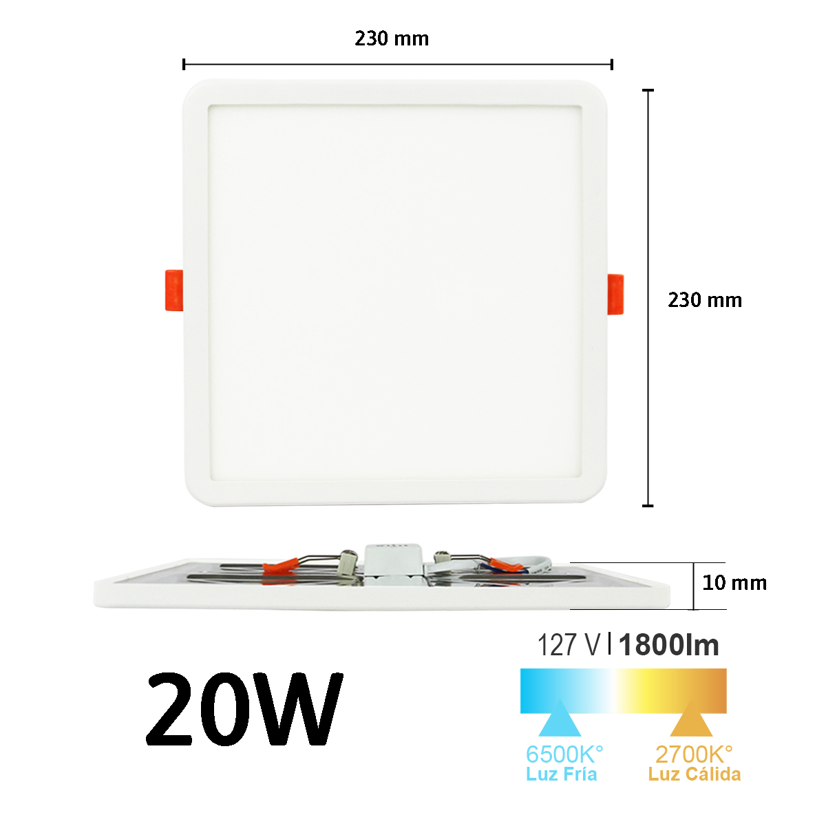 Foto 3 pulgar | Paquete 10 Lámparas Led Cuadrada para Empotrar Ajustable 20w Luz Blanco Jlpc-20a.