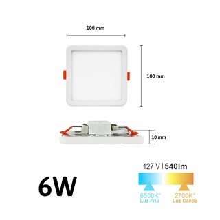 Foto 2 | Paquete 10 Lámparas Led Cuadrada para Empotrar Ajustable 6w Luz Cálida Jlpc-6a.