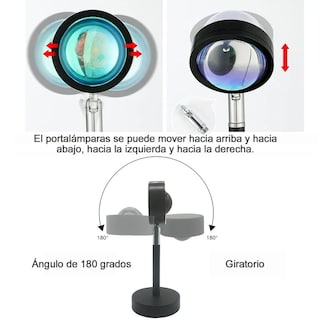 Foto 3 | Lámpara de Proyección Sunset Malubero color Negro Usb Luz con de Puesta de Sol