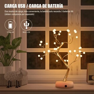 Foto 3 | Lámpara de Mesa Árbol de Bonsái 36 Led Perlas Malubero color Blanco