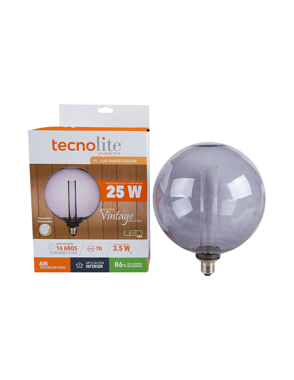 Foto 2 | Foco Led Vintage Tecnolite color Gris Atenuable 3.5 W Luz Suave Cálida Base E27