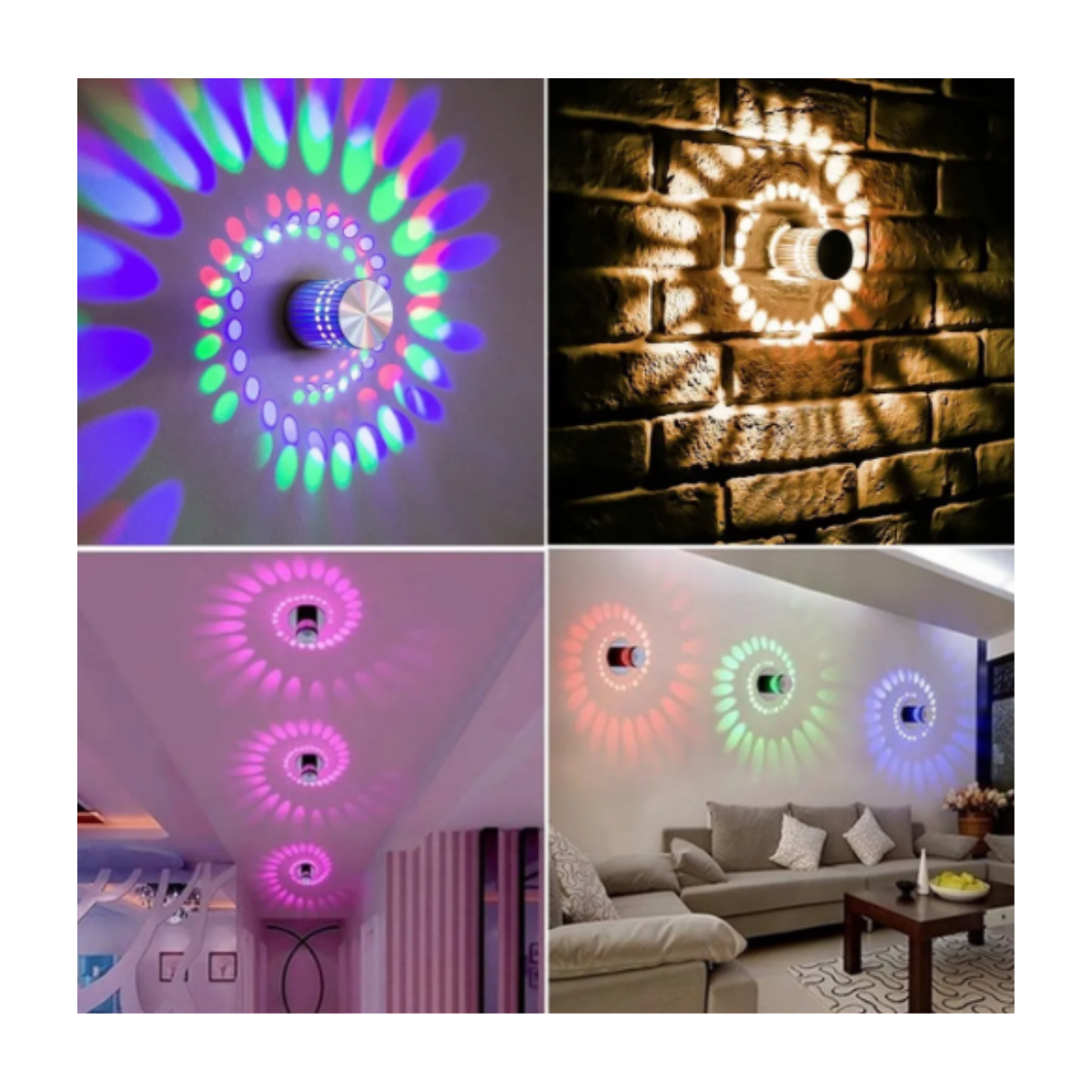 Foto 3 pulgar | Lámpara Pared Malubero color Plateado Rgb Led en Espiral para Muro Decorativas