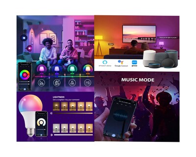 Foto 6 | Focos Inteligentes Brandtrendy Wifi Multicolor y Luz Blanca Fría y Cálida RGB y Luz Blanca de 2700k a 6500k 10 Piezas