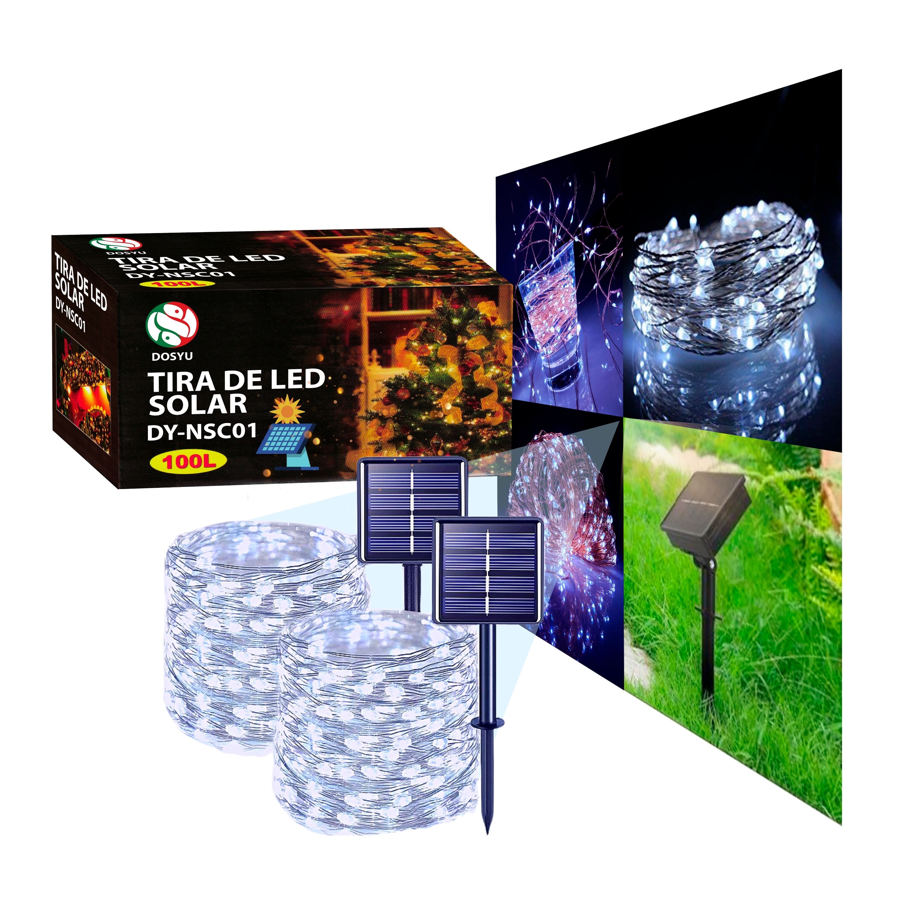 Tira Led Decorativa Luces Led Navideñas Solar Exterior 20 M