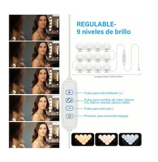 Foto 2 | Focos Led Malubero Regulables para Espejo de Tocador color Blanco 12 Piezas