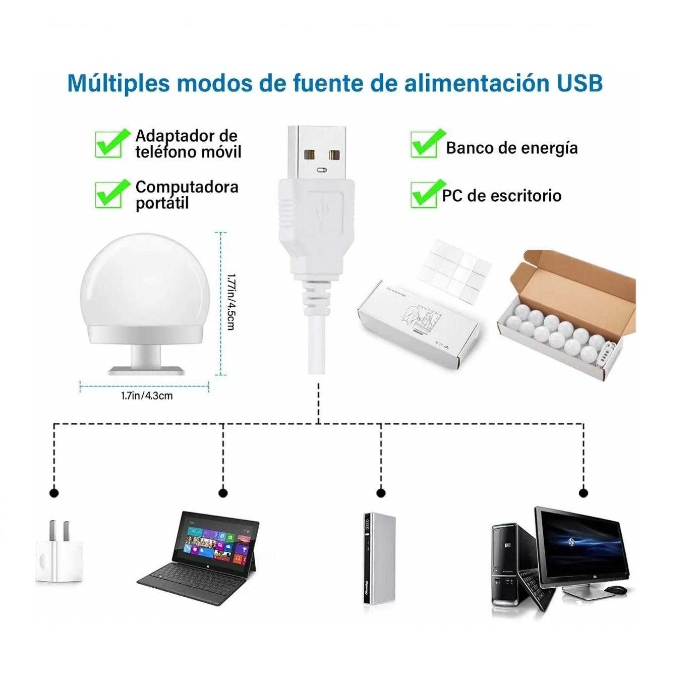 Foto 4 pulgar | Focos Led Malubero Regulables para Espejo de Tocador color Blanco 12 Piezas