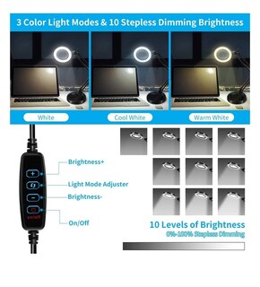 Foto 3 | Lámpara Led de Escritorio con Lupa de 3 Colores de 10x