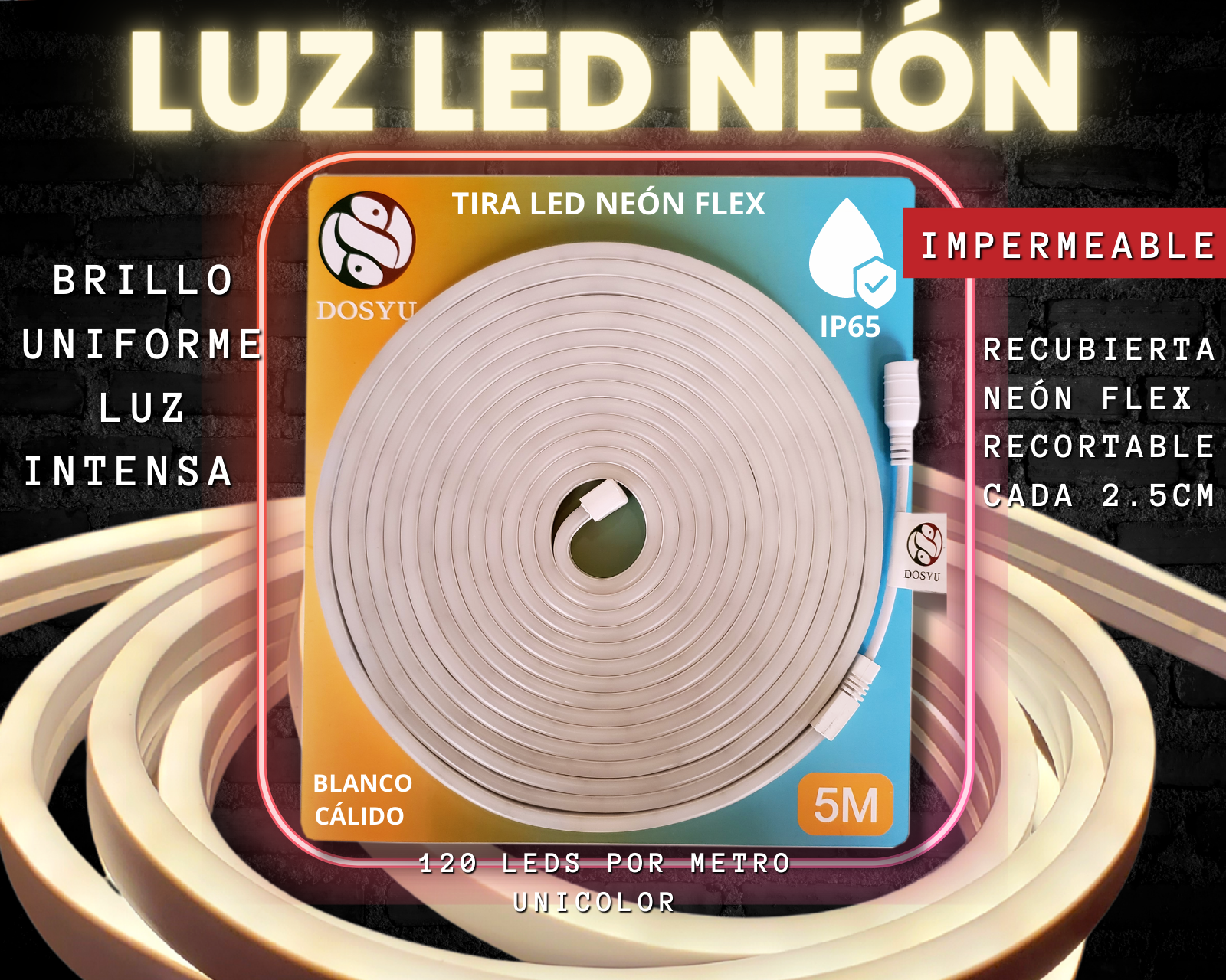 Foto 2 | Tira De Led Neon De 5 Metros Morada Unicolor Con Eliminador Y Control Remoto.