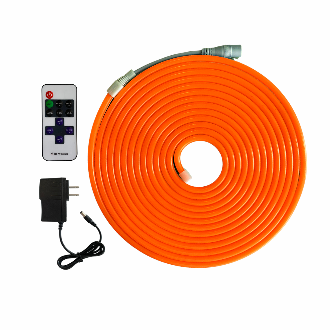 Tira De Led Neon De 5 Metros Color Naranja Unicolor Con Eliminador Y Control Remoto