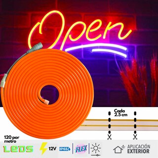 Foto 4 | Tira De Led Neon De 5 Metros Color Naranja Unicolor Con Eliminador Y Control Remoto
