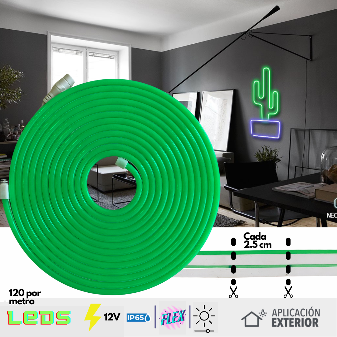 Foto 4 pulgar | Tira De Led Neon De 5 Metros  Dosyu Color Verde Unicolor Con Eliminador Y Control Remoto Dosyu