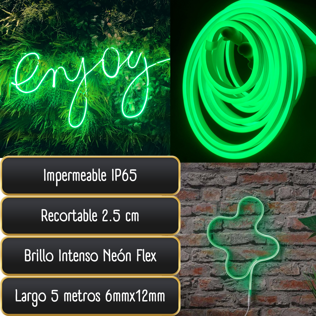 Foto 5 | Tira De Led Neon De 5 Metros  Dosyu Color Verde Unicolor Con Eliminador Y Control Remoto Dosyu