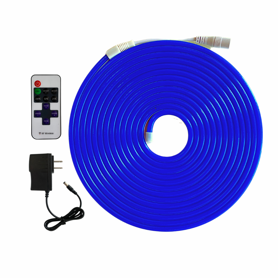 Foto 1 | Tira De Led Neon De 5 Metros Color Azul Unicolor Con Eliminador Y Control Remoto