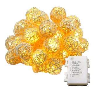 Foto 3 | Guirnalda de 20 Luces LED Malubero Bolas de Ratán