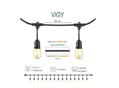 Foto 2 | Serie Luces Viny Led Estilo Guirnalda 7.5 Mts 12 Focos Exterior Vintage