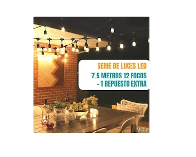 Foto 3 | Serie Luces Viny Led Estilo Guirnalda 7.5 Mts 12 Focos Exterior Vintage