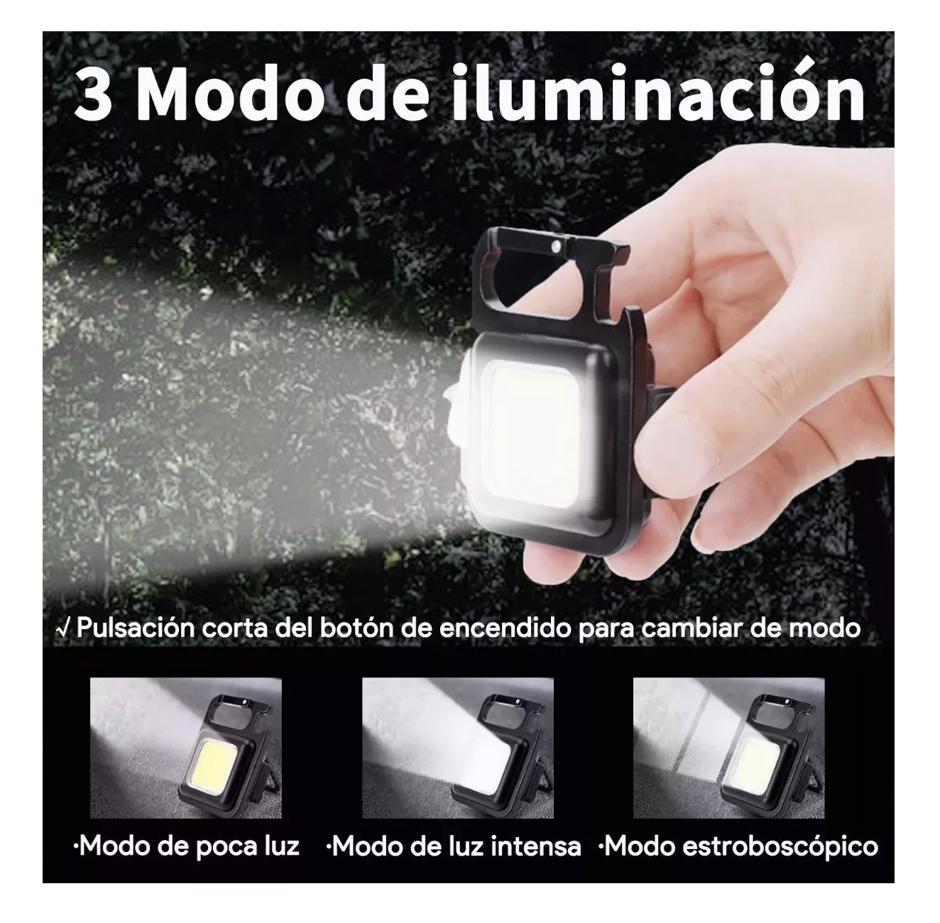 Foto 4 pulgar | Mini Linterna LED BELUG Llavero Lámpara de Mano USB Recargable Negro