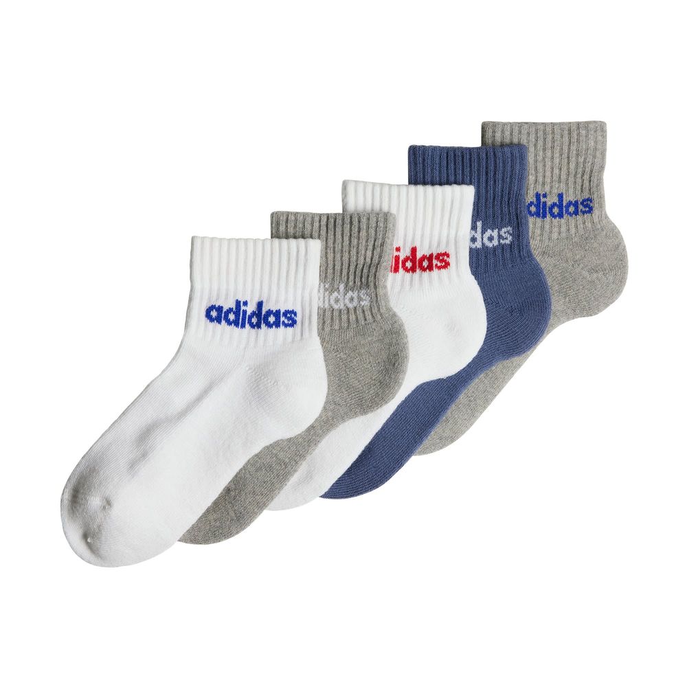 Foto 2 pulgar | Calcetines Lineales Al Tobillo 5 Pares Para Niños Adidas Blanco Niños