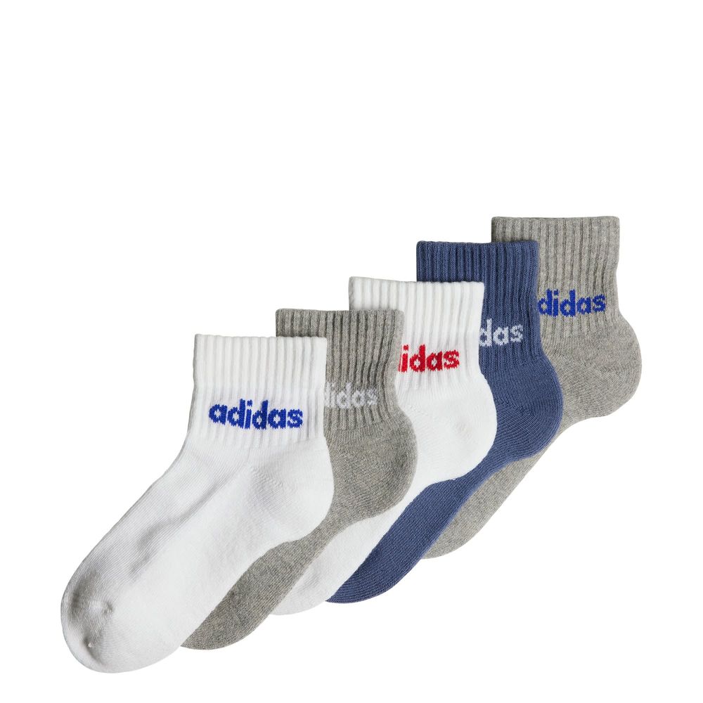 Foto 3 pulgar | Calcetines Lineales Al Tobillo 5 Pares Para Niños Adidas Blanco Niños