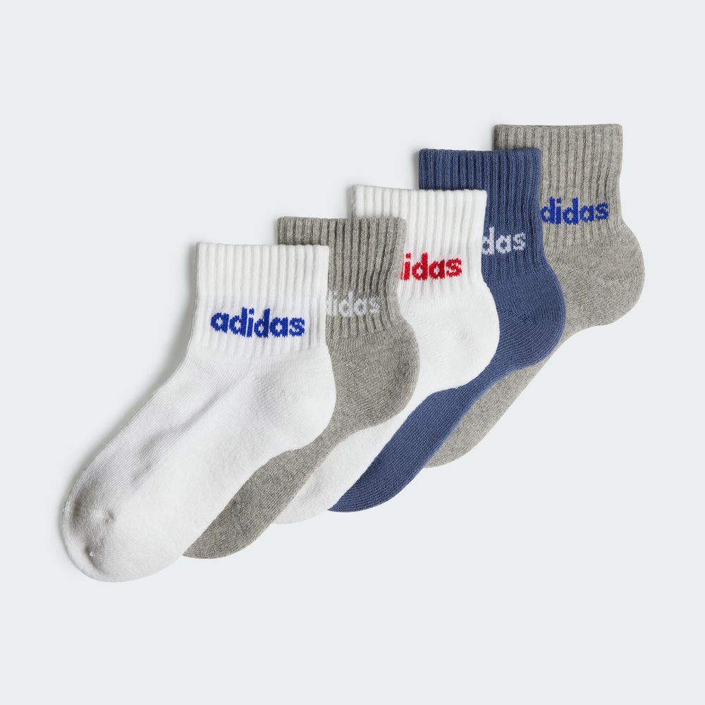 Foto 4 pulgar | Calcetines Lineales Al Tobillo 5 Pares Para Niños Adidas Blanco Niños