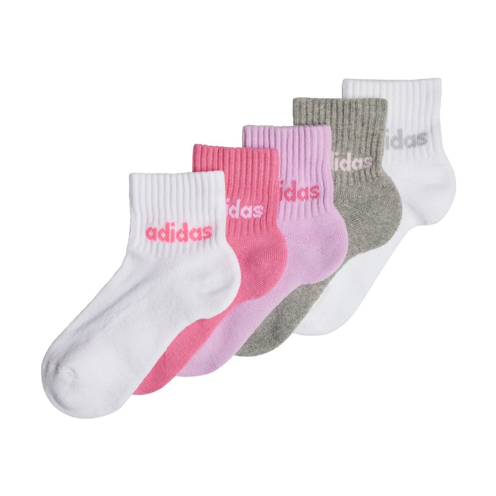 Foto 2 pulgar | Calcetines Lineales Al Tobillo 5 Pares Para Niños Adidas Blanco Niños