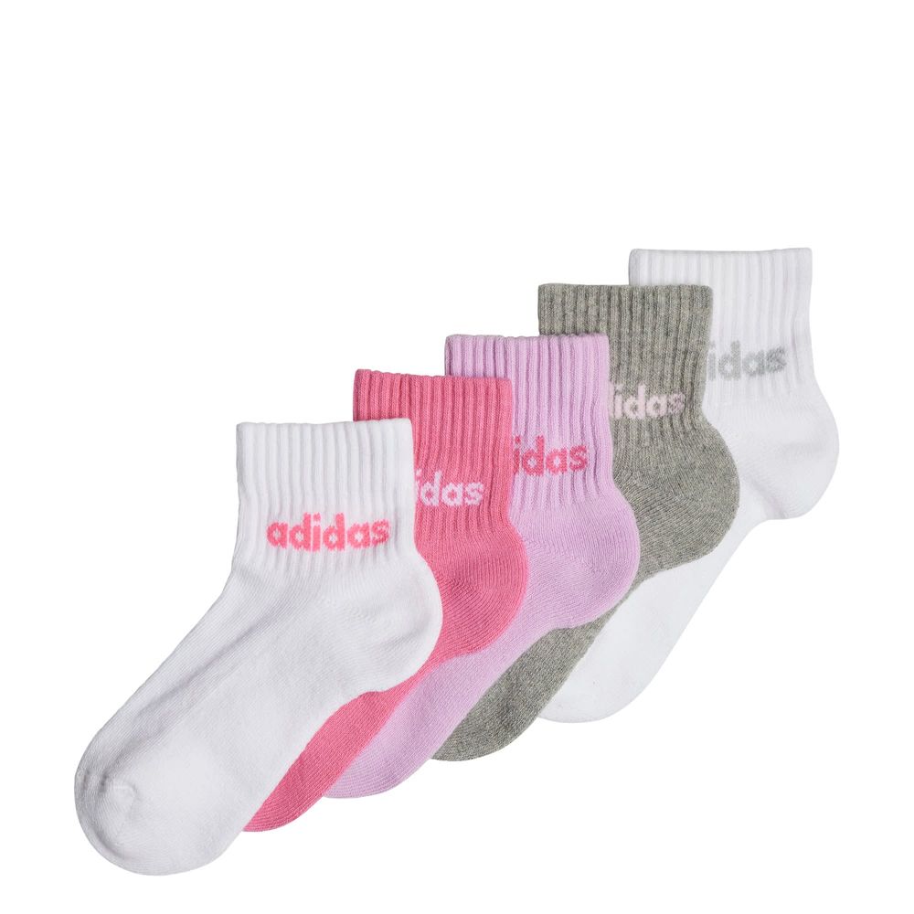 Foto 3 pulgar | Calcetines Lineales Al Tobillo 5 Pares Para Niños Adidas Blanco Niños