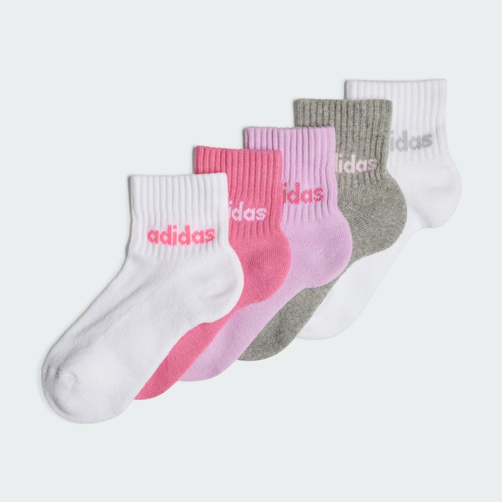 Foto 4 pulgar | Calcetines Lineales Al Tobillo 5 Pares Para Niños Adidas Blanco Niños