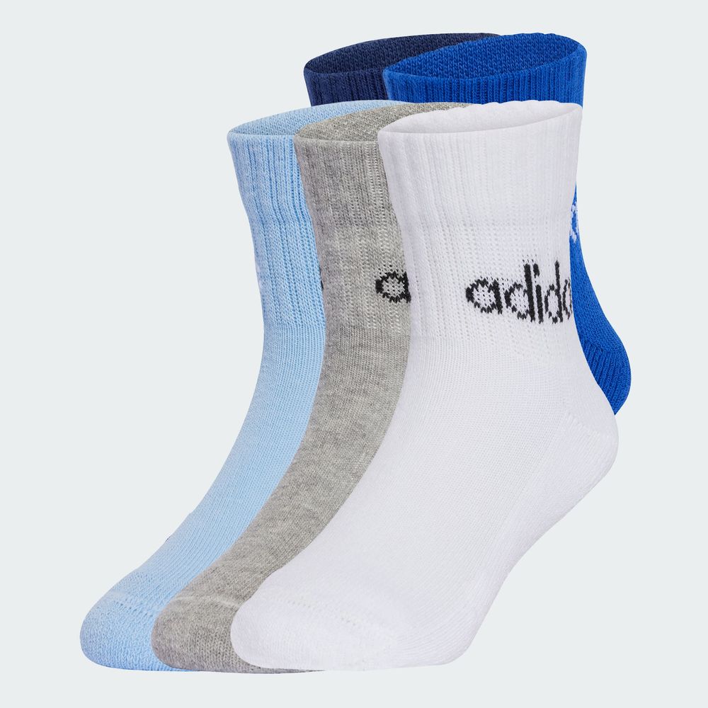 Foto 4 pulgar | Calcetines Lineales Al Tobillo 5 Pares Para Niños Adidas Azul Niños