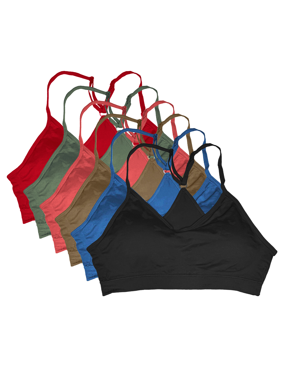 Foto 5 pulgar | Pack 6 Tops Deportivos Tatys Fashion Multicolor para Mujer con Copa Preformada