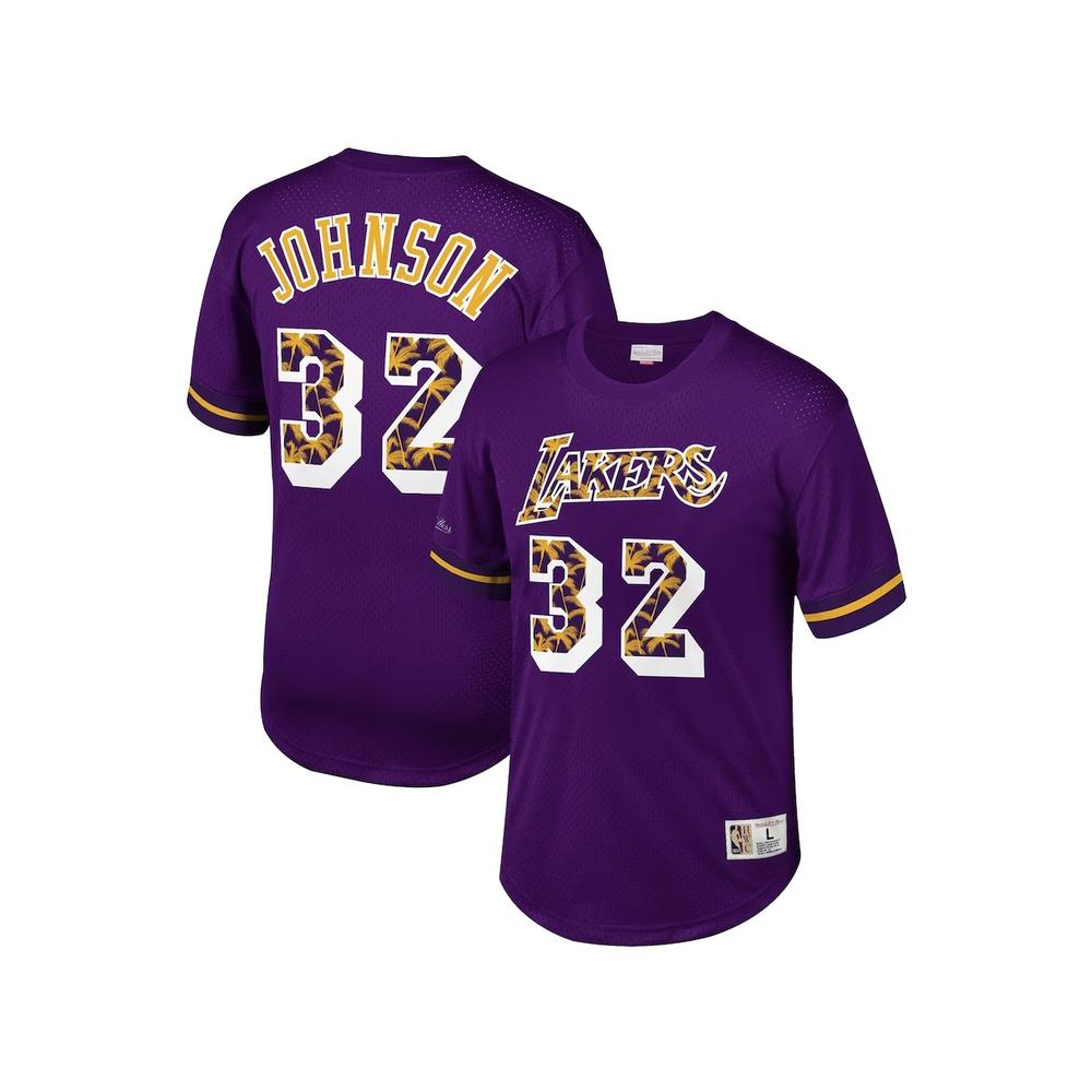 Foto 4 pulgar | Jersey Mitchell & Ness Mesh Crewneck Los Angeles Lakers Magic Johnson Current Color Púrpura