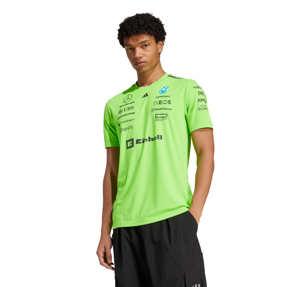 Foto 2 pulgar | Playera Set-up Mercedes - Amg Petronas F1 Team Adidas Verde Hombre