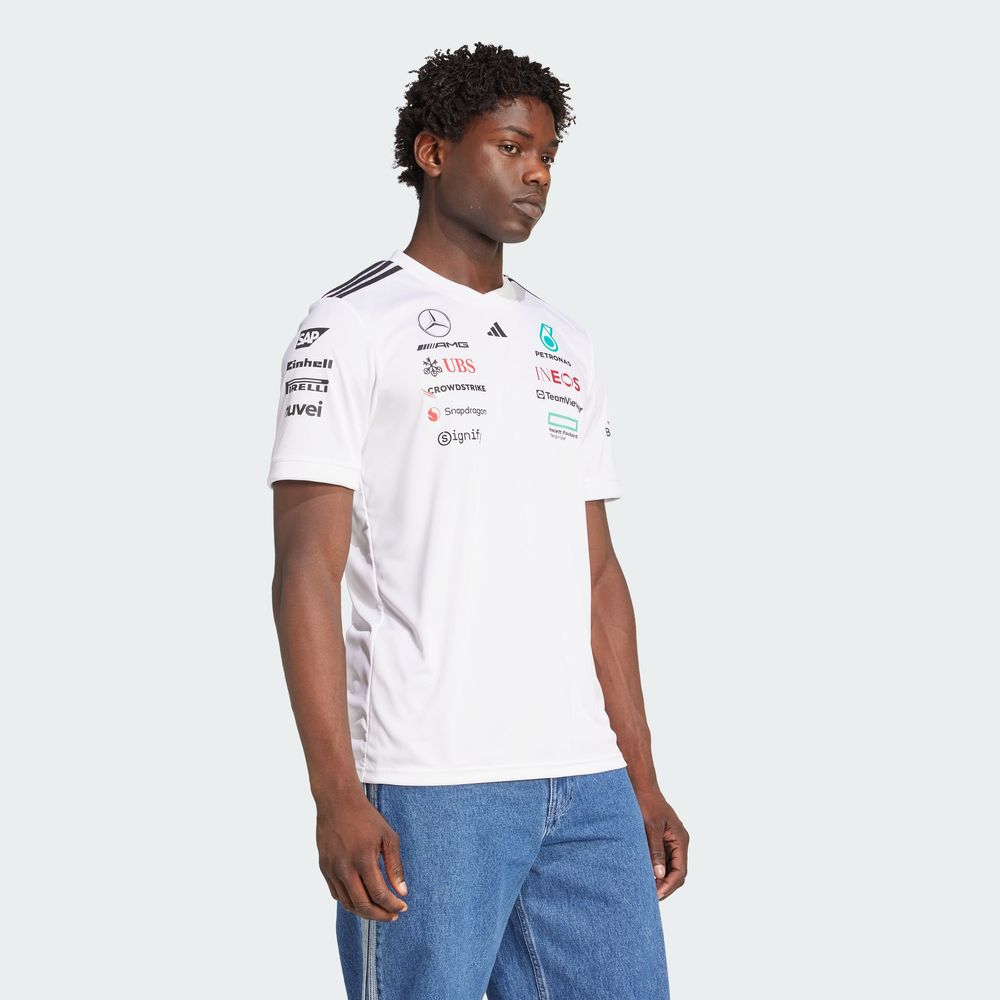 Foto 3 pulgar | Playera Oficial Blanca De Piloto Mercedes - Amg Petronas F1 Team Adidas Blanco Hombre
