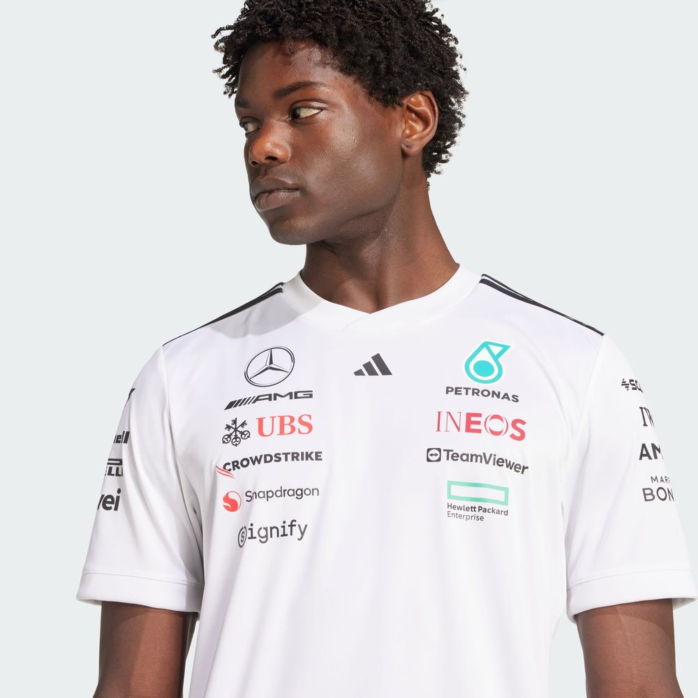 Foto 5 pulgar | Playera Oficial Blanca De Piloto Mercedes - Amg Petronas F1 Team Adidas Blanco Hombre
