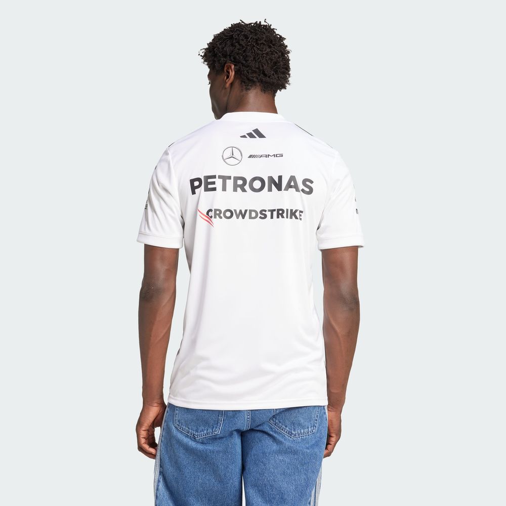 Playera Oficial Blanca De Piloto Mercedes - Amg Petronas F1 Team Adidas Blanco Hombre