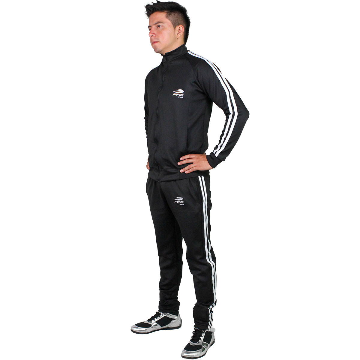 Foto 3 | Conjunto Deportivo Fire Sports Varonil Slim Fit color Negro