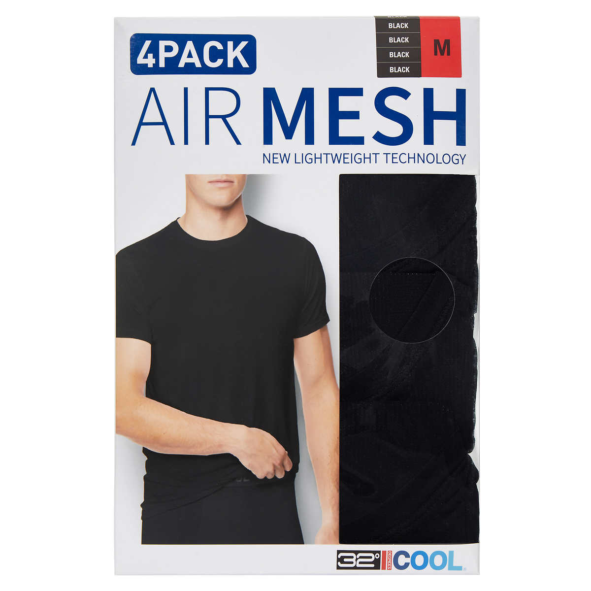 Playeras Deportivas 32 Degrees Heat Negras 4 Piezas para Hombre