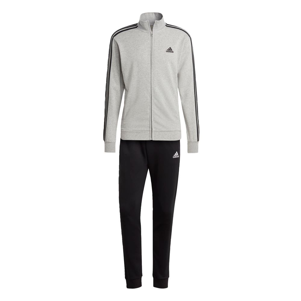 Foto 2 pulgar | Conjunto Basic 3 Franjas French Terry Adidas Gris Hombre