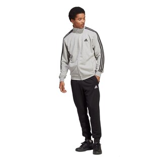 Foto 2 | Conjunto Basic 3 Franjas French Terry Adidas Gris Hombre