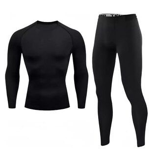 Foto 1 | Pantalón Licra + Playera De Compresión Conjunto Gym 2ps Talla 2xl Eo Safe Imports Esi-15910 Negro