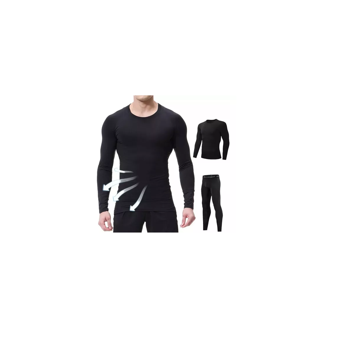 Foto 4 pulgar | Pantalón Licra + Playera De Compresión Conjunto Gym 2ps Talla 2xl Eo Safe Imports Esi-15910 Negro