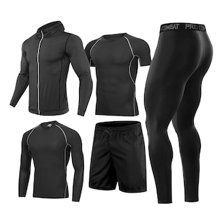 Foto 1 | Kit 5 Uds Conjuntos Atléticos Ropa De Gimnasio Entrenamiento Talla M Eo Safe Imports Esi-15913 Negro