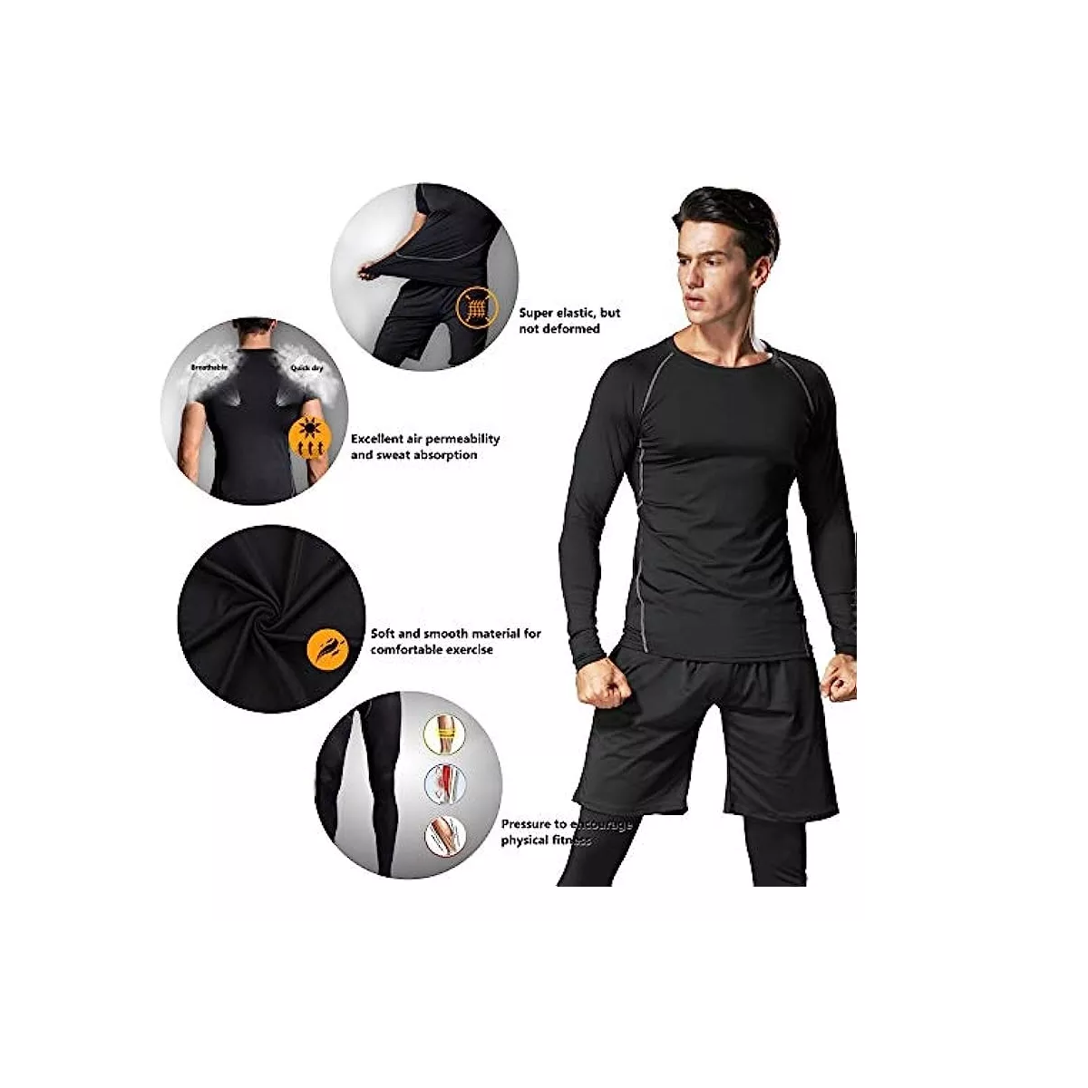Foto 3 pulgar | Kit 5 Uds Conjuntos Atléticos Ropa De Gimnasio Entrenamiento Talla M Eo Safe Imports Esi-15913 Negro