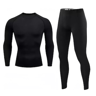 Foto 1 | Pantalón Licra + Playera De Compresión Conjunto Gym 2ps Talla L Eo Safe Imports Esi-15909 Negro
