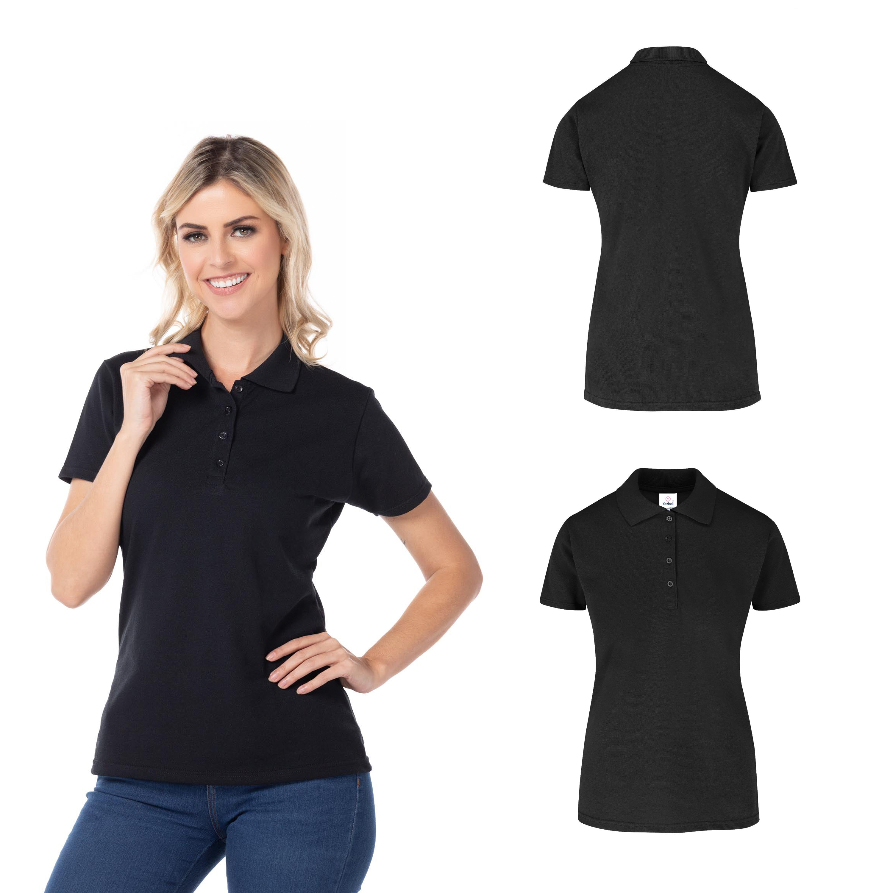 Foto 2 | Playera Tipo Polo Piqué Con Silueta · 50% Algodón 50% Poliéster Color Negro  para Dama