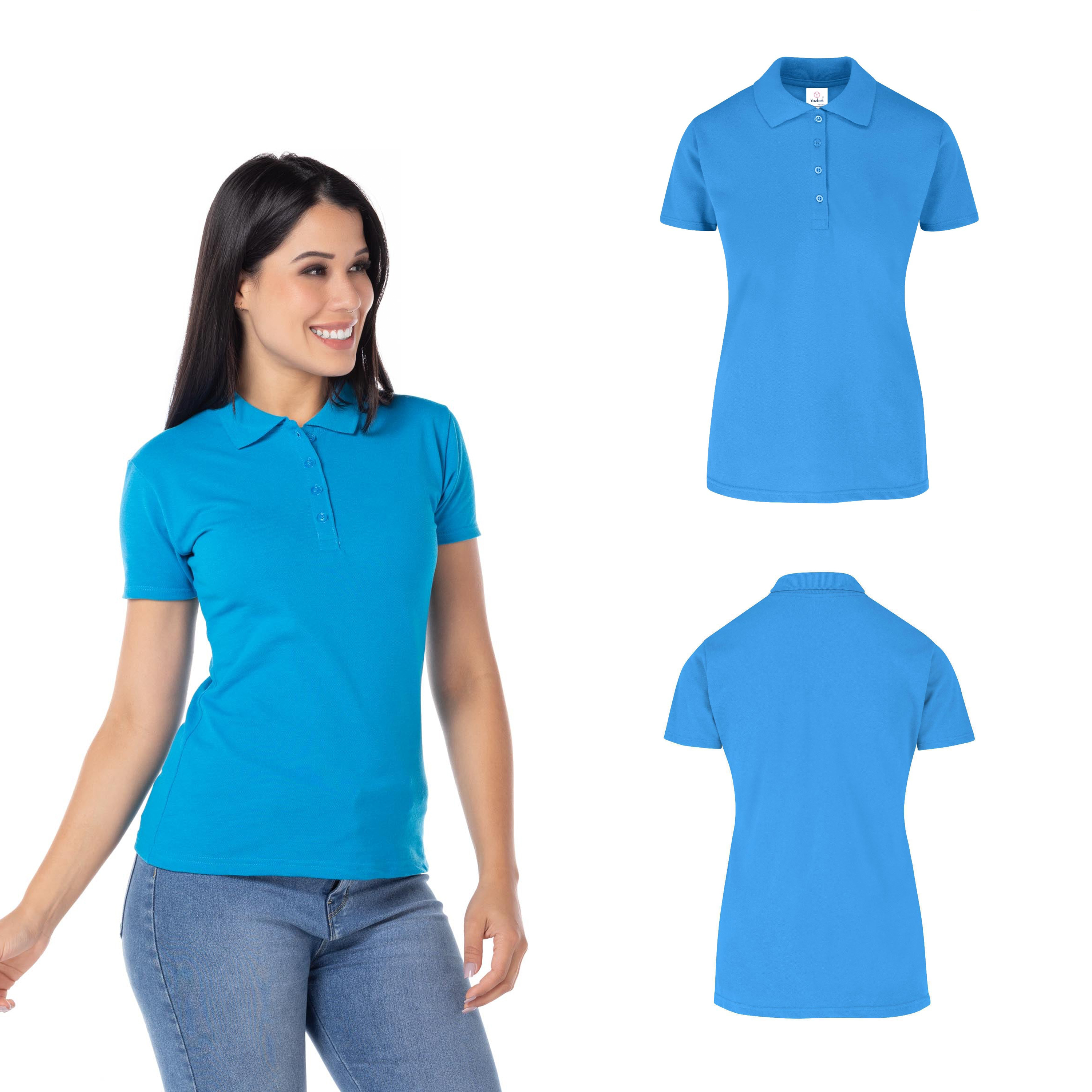Foto 2 | Playera Tipo Polo Piqué Con Silueta · 50% Algodón 50% Poliéster Color Turquesa para Dama