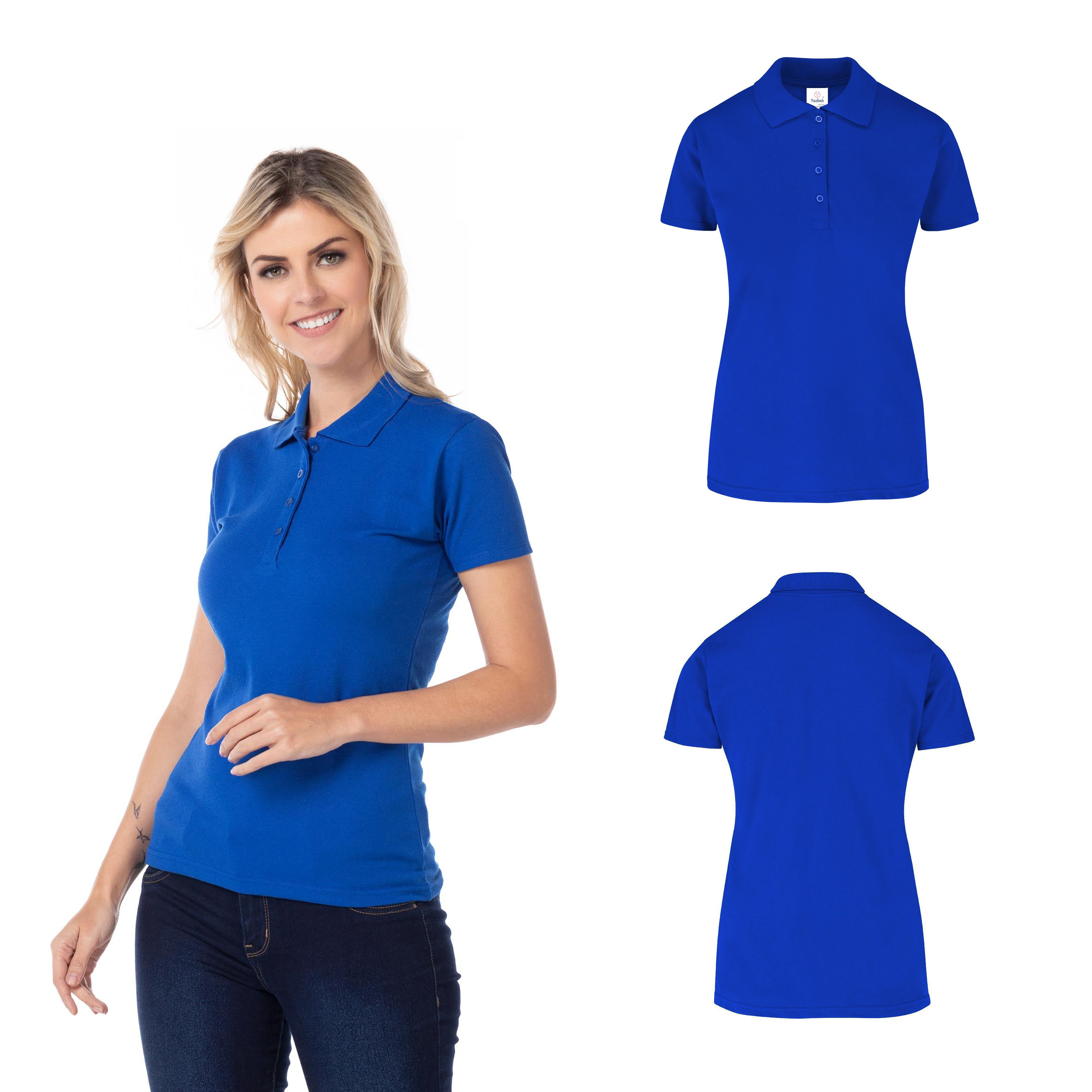 Foto 3 pulgar | Playera Tipo Polo Piqué Con Silueta · 50% Algodón 50% Poliéster color Royal para Dama